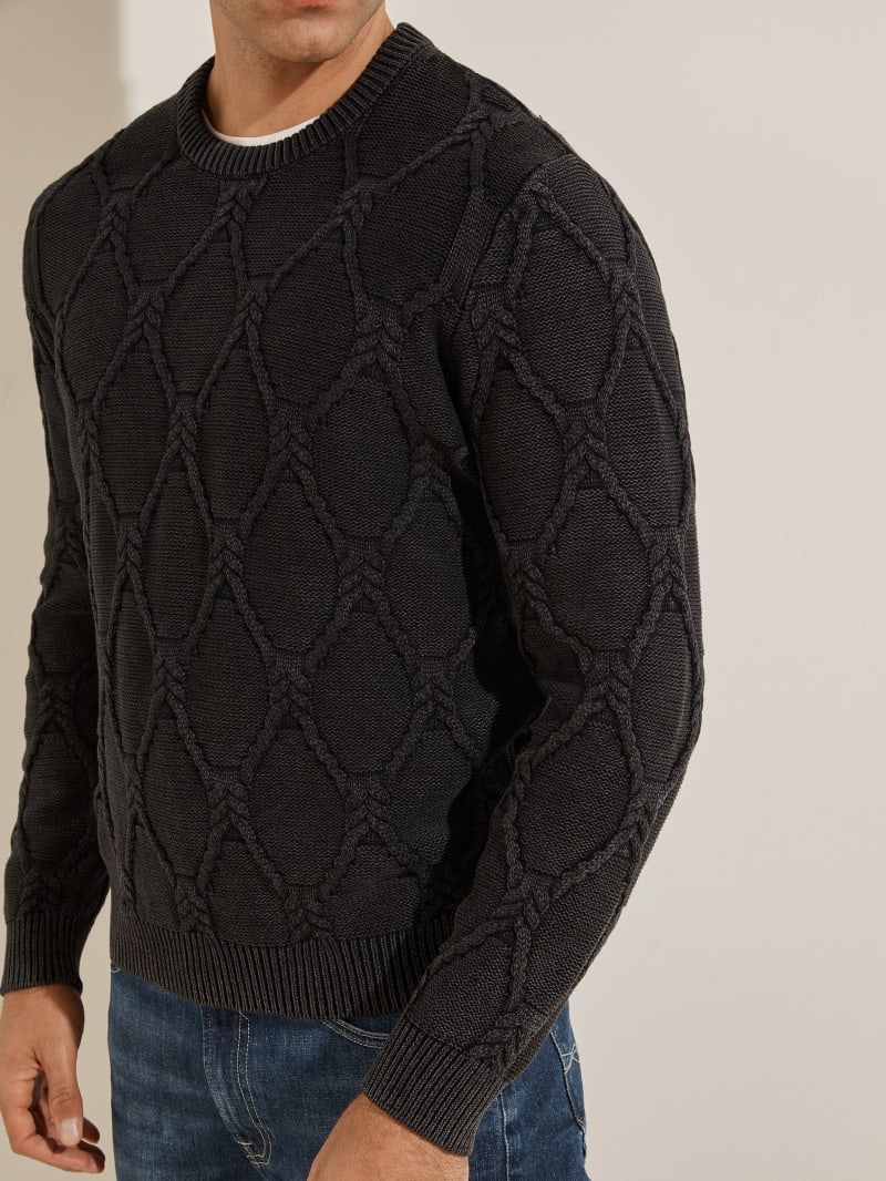 Guess Dawson Cable Knit Men's Sweaters Black | 2510-HXCTK