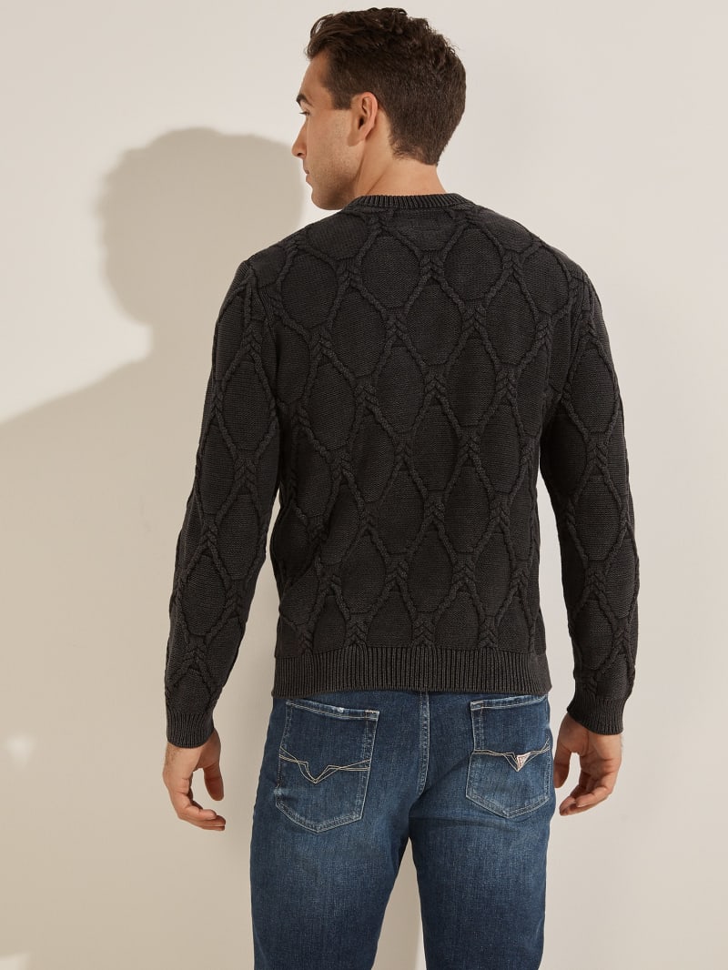 Guess Dawson Cable Knit Men's Sweaters Black | 2510-HXCTK