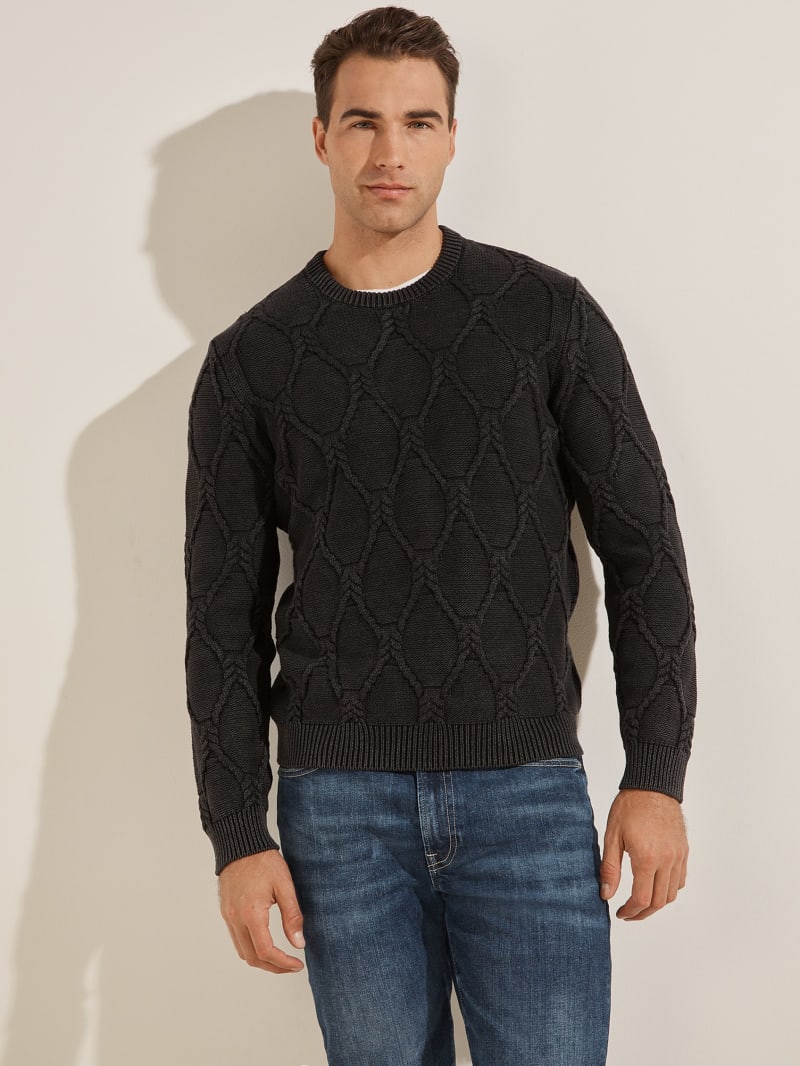 Guess Dawson Cable Knit Men\'s Sweaters Black | 2510-HXCTK