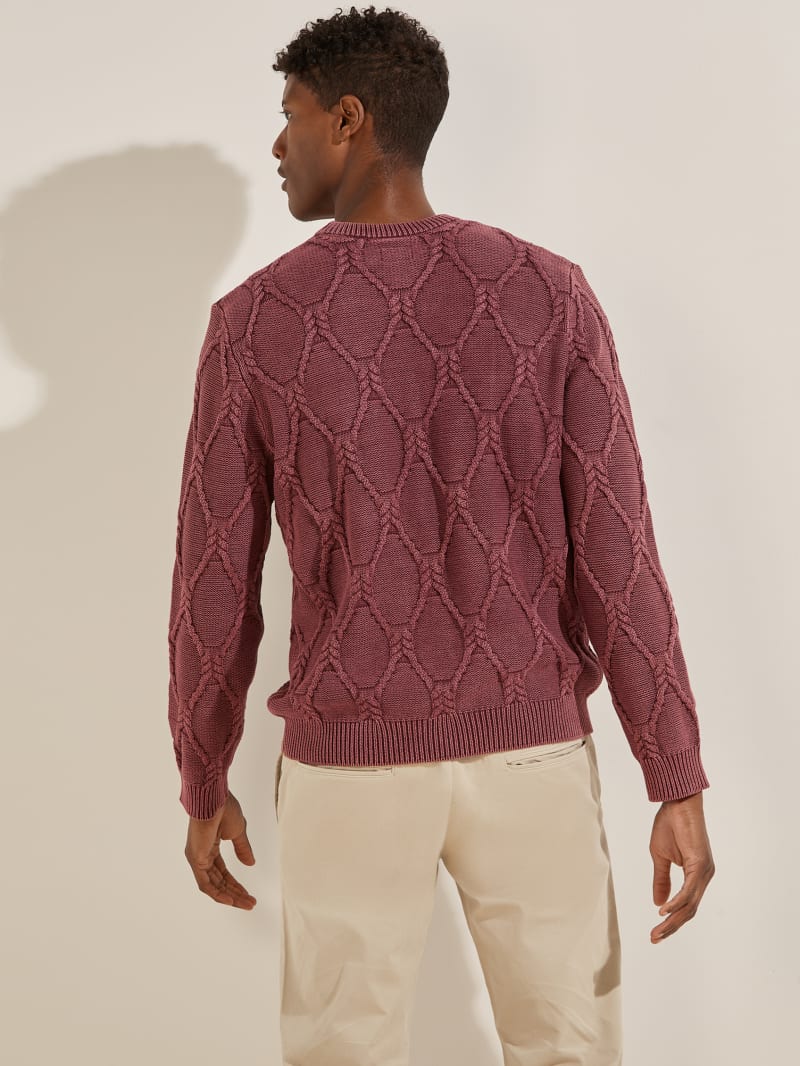 Guess Dawson Cable Knit Men's Sweaters Burgundy | 4816-OHCXU