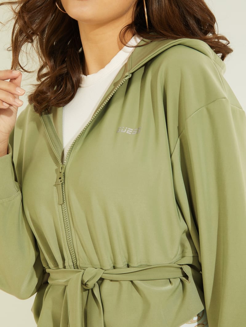 Guess Deanna Zip-Up Women's Hoodie Olive | 9847-MDXFQ