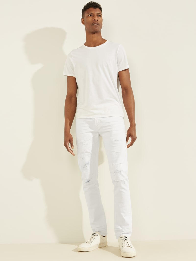 Guess Destroyed Knee Painter's Skinny Men's Pants White | 9654-LDPUE