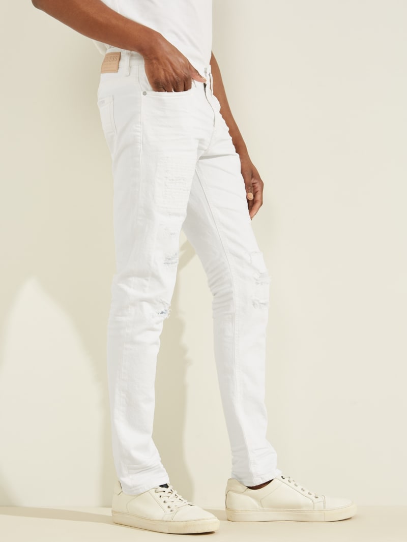 Guess Destroyed Knee Painter's Skinny Men's Pants White | 9654-LDPUE