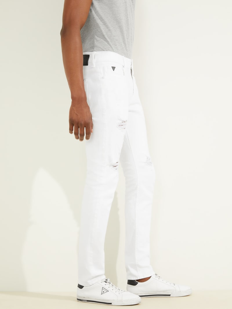 Guess Destroyed Painter's Skinny Men's Pants White | 9674-DWVZP