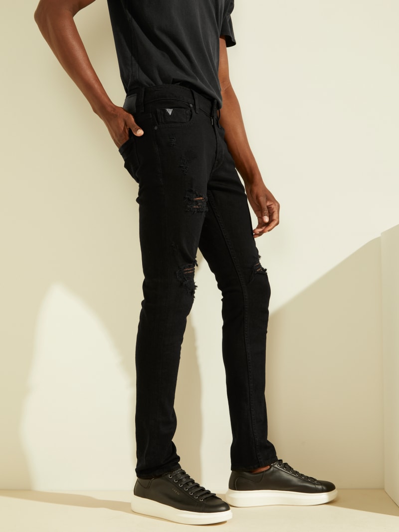 Guess Destroyed Skinny Men's Pants Black | 3870-DSXAR