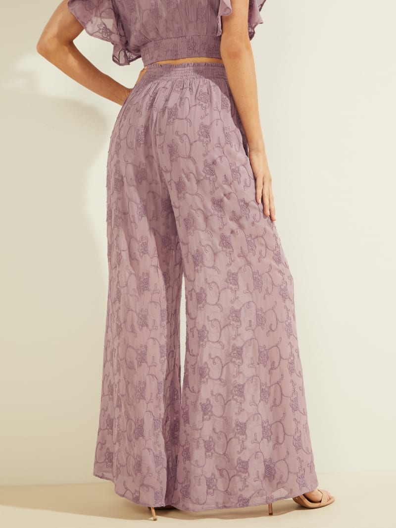 Guess Dexie Embroidered Palazzos Women's Pants Purple | 5162-CQGFT