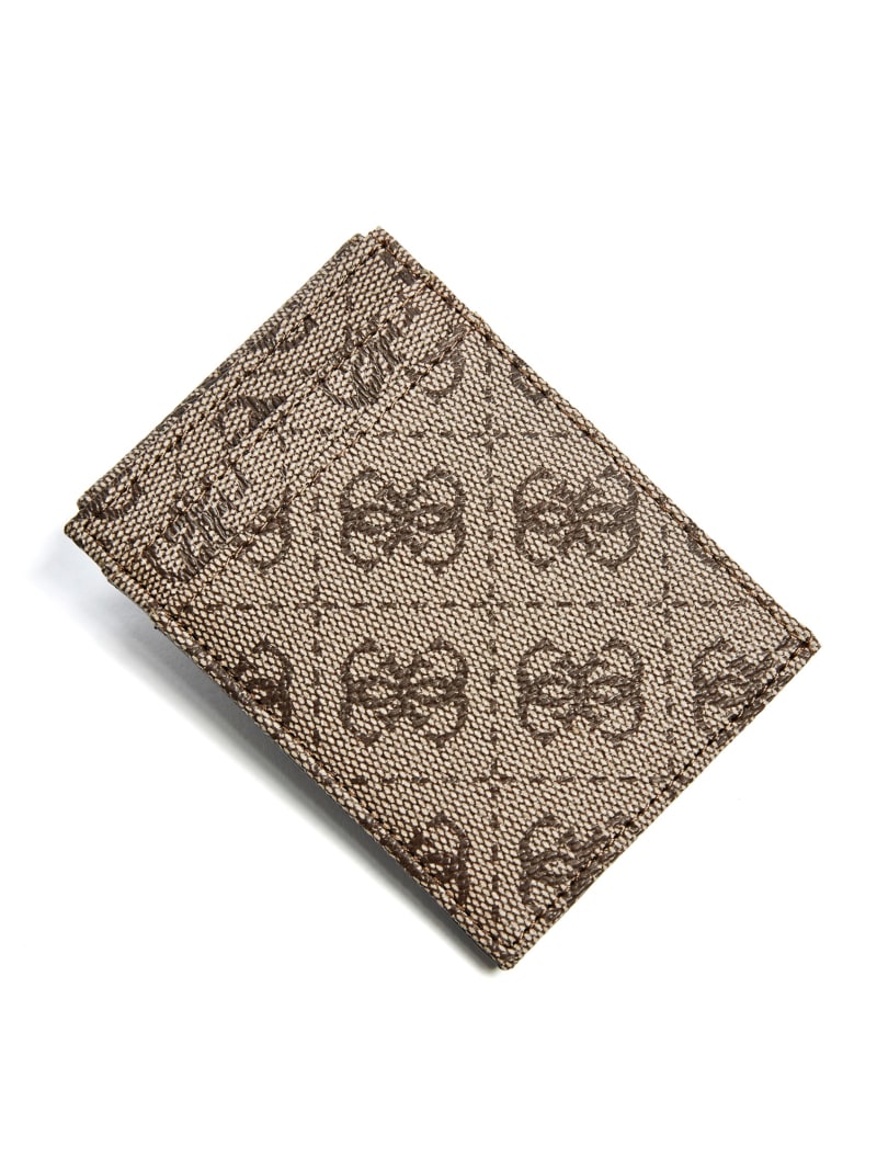 Guess Don Logo-Print Magnetic Card Case Women's Wallets Brown | 0423-DKCHA