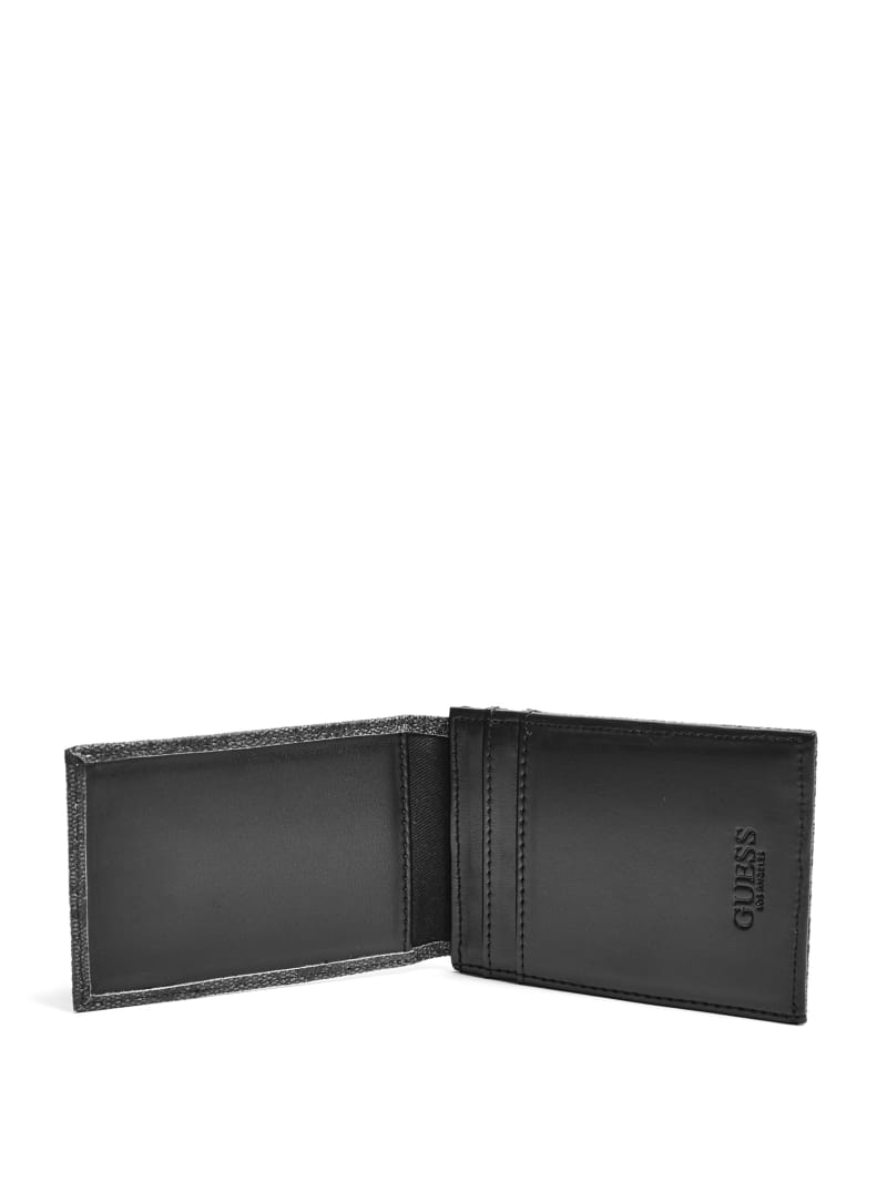 Guess Don Logo-Print Magnetic Card Case Women's Wallets Black | 6217-QSVYR