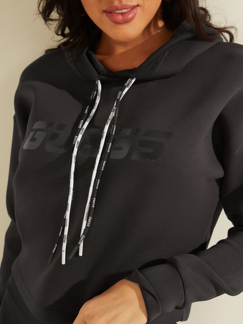 Guess Double Drawstring Hooded Women's Sweatshirts Black | 1798-HBPQN