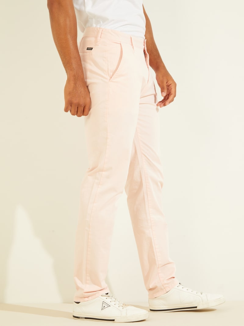 Guess Duke Twill Chinos Men's Pants Pink | 5289-QVDJG