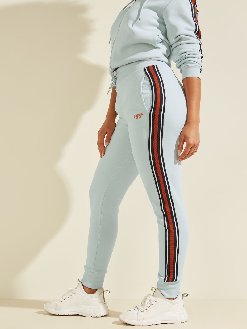 Guess Eco Abigal Stripe Joggers Women's Pants Light Blue | 9268-FDTYH