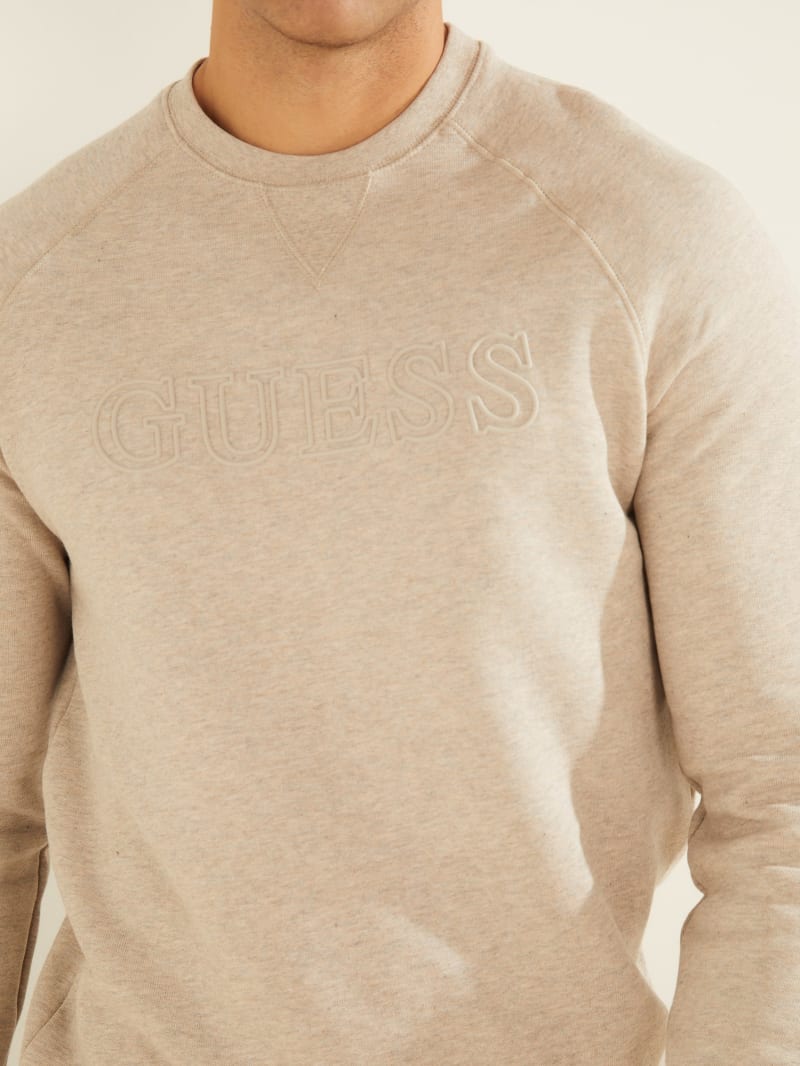 Guess Eco Aldwin Logo Crew Men's Sweatshirts Brown | 2013-VMPHD