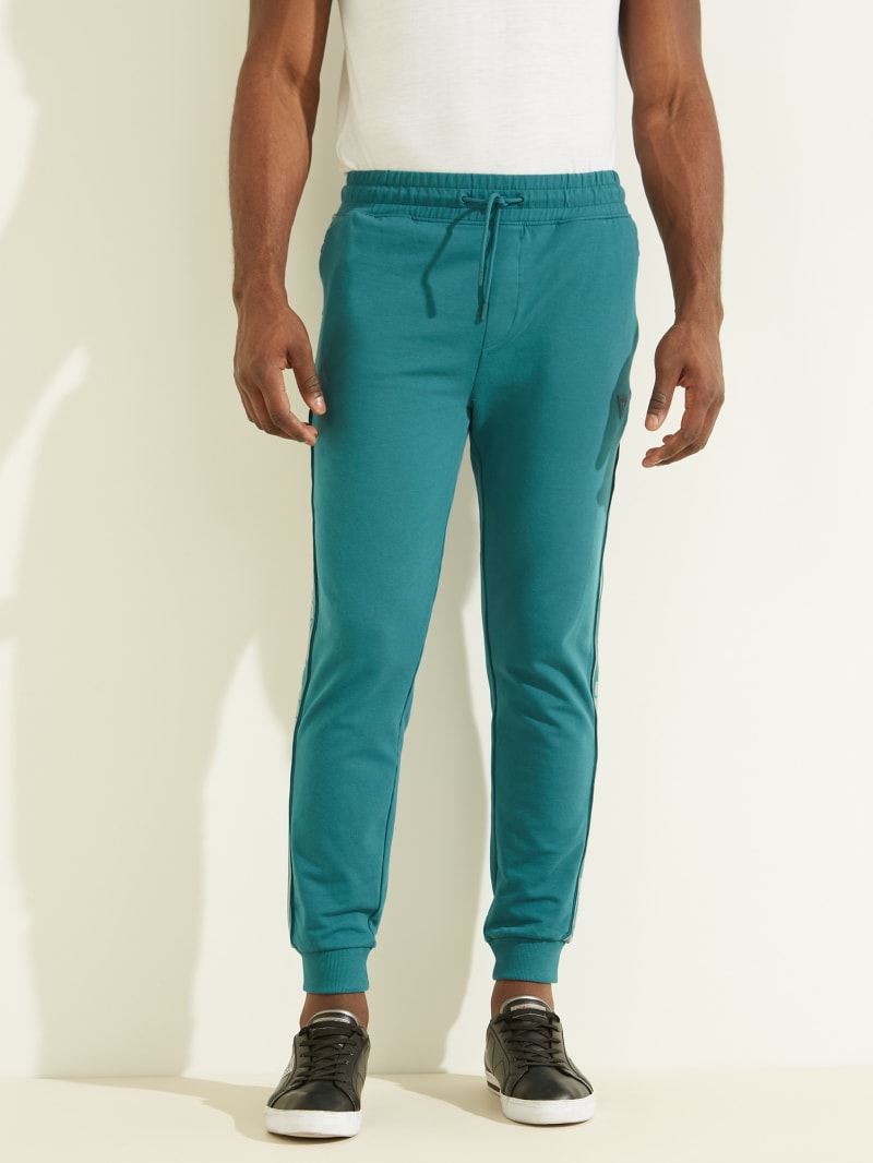 Guess Eco Arlo Logo Tape Joggers Men\'s Pants Turquoise | 0497-TDAPC