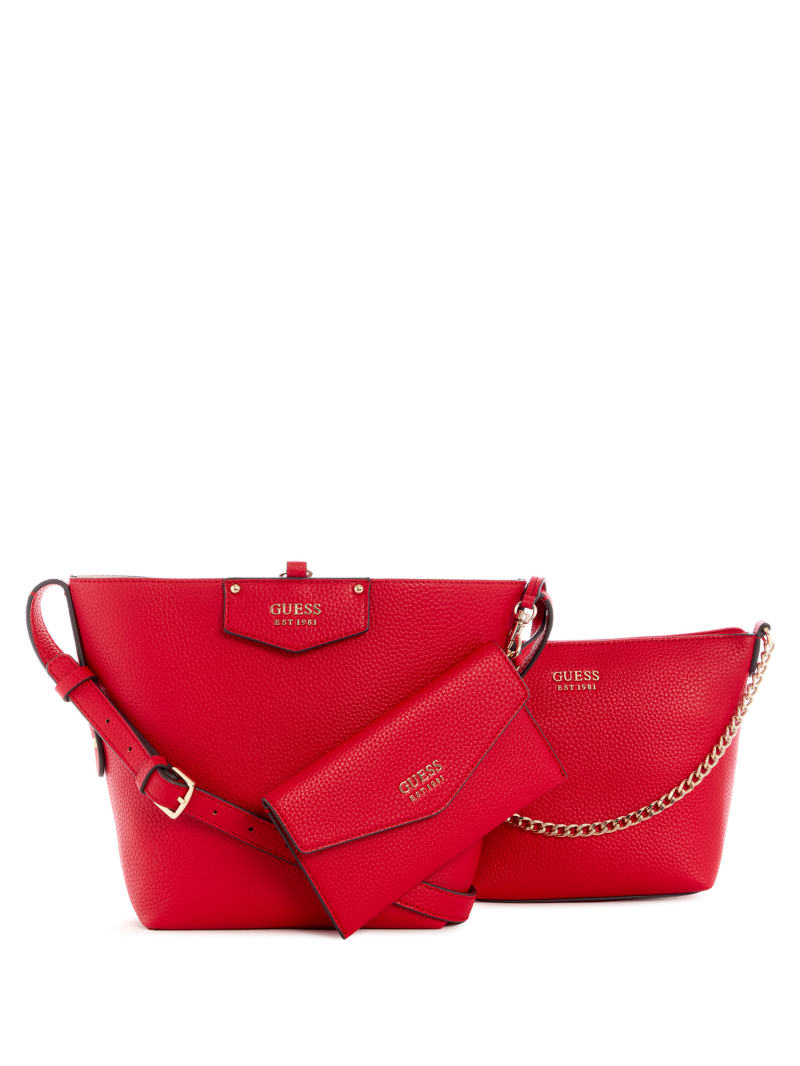 Guess Eco Brenton Bucket Women's Shoulder Bags Red | 9742-WFQXT