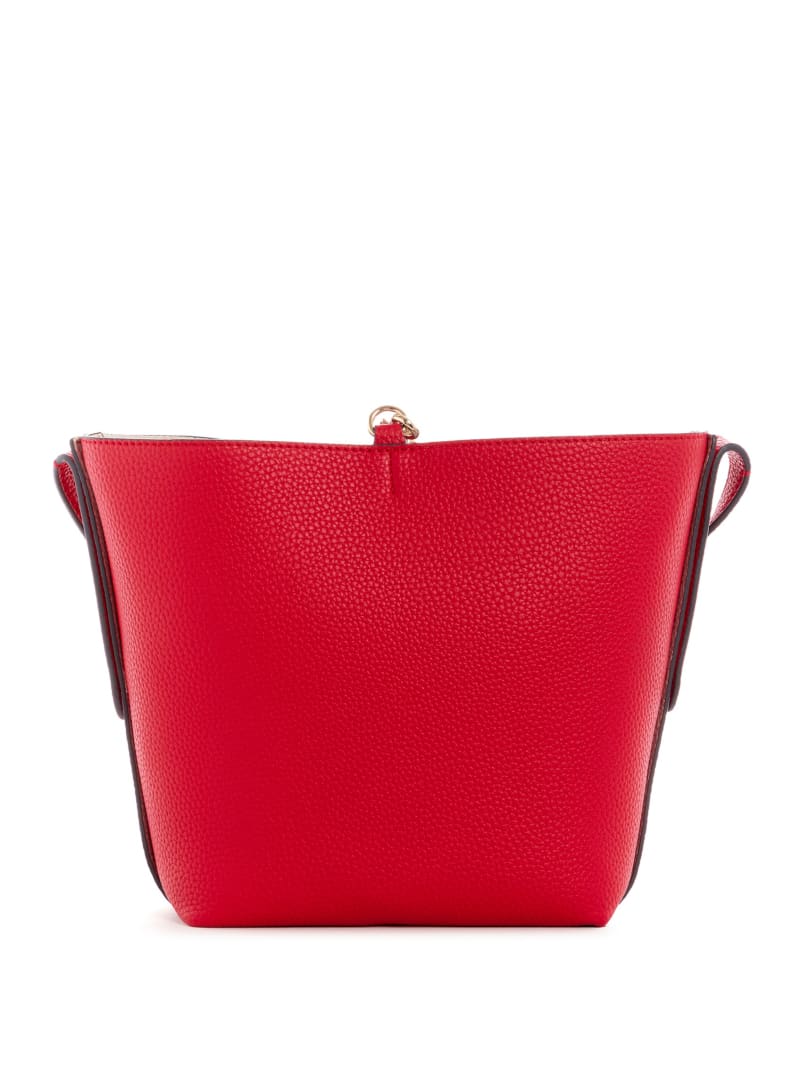 Guess Eco Brenton Bucket Women's Shoulder Bags Red | 9742-WFQXT