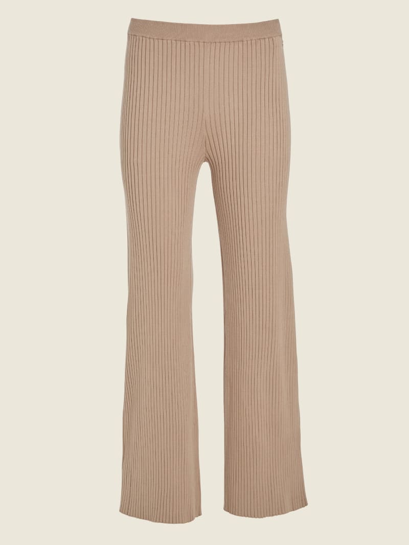 Guess Eco Colette Rib-Knit Wide Leg Women's Pants Beige | 6705-VZBOQ