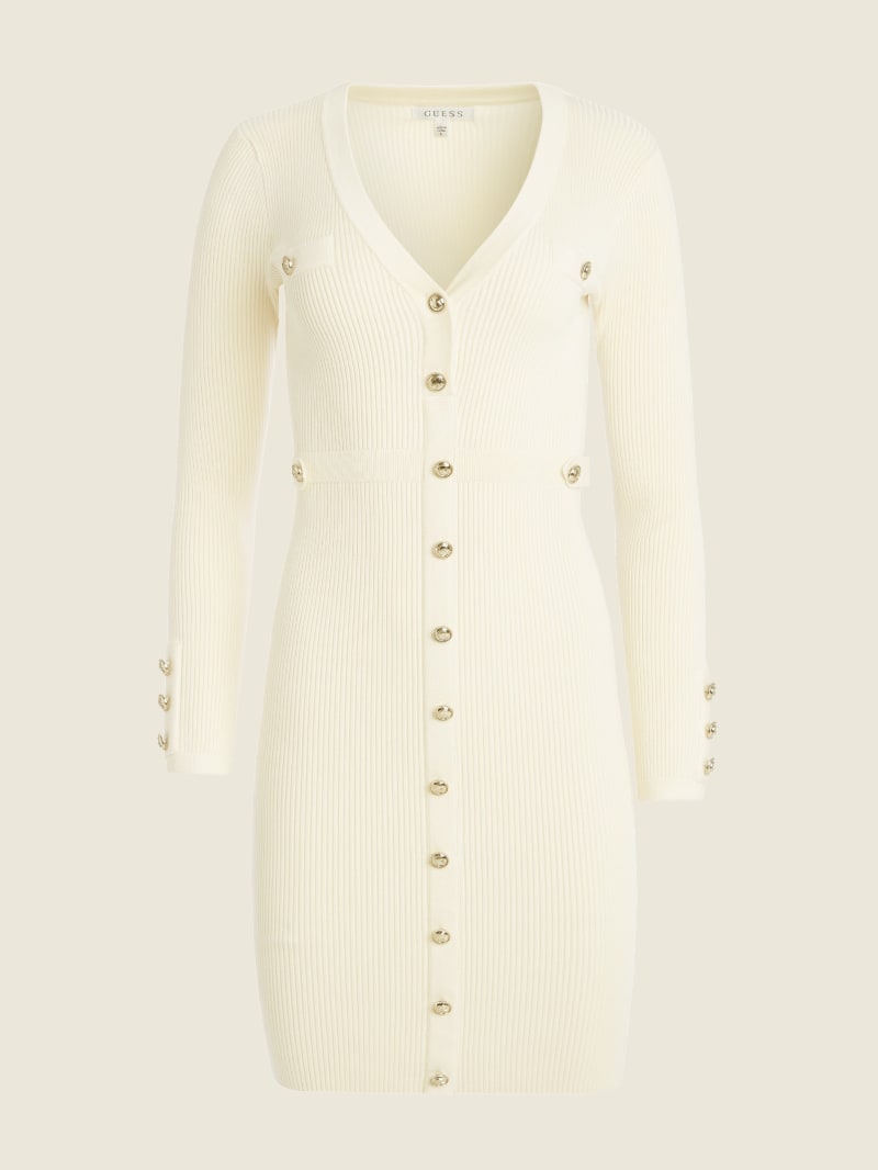 Guess Eco Katia Logo Button Women's Dress White | 0546-IQKLH