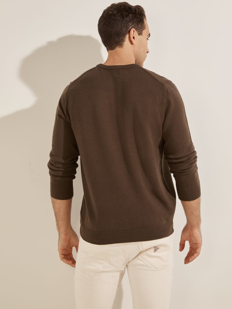 Guess Eco Liam Crew Men's Sweaters Chocolate | 7436-WPEJA