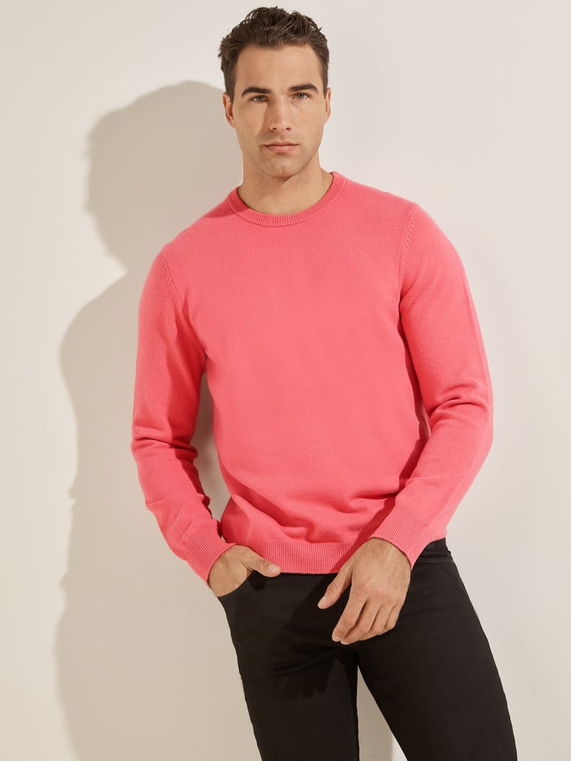 Guess Eco Liam Crew Men\'s Sweaters Pink | 3298-EOUIX