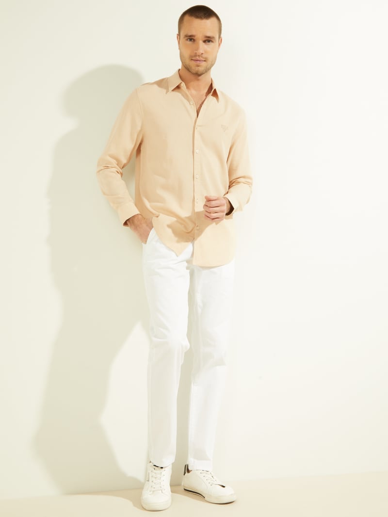 Guess Eco Linen Collins Men's Shirts Grey | 9476-WZHVF