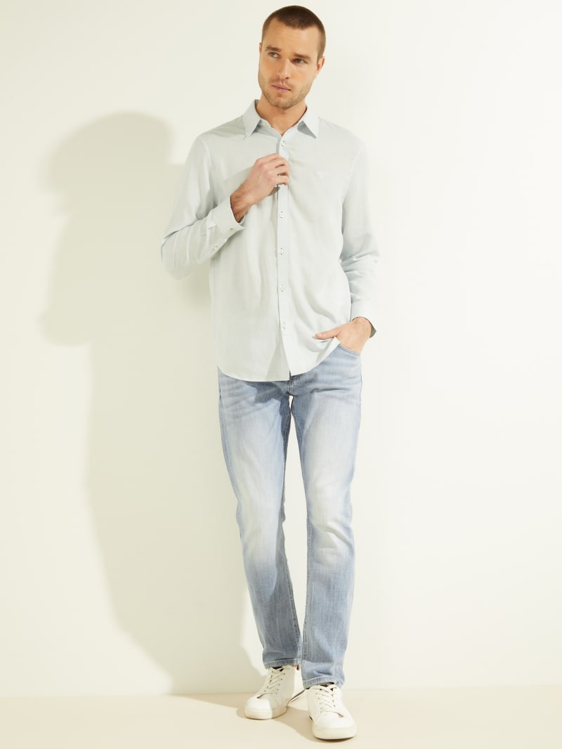 Guess Eco Linen Collins Men's Shirts Mint | 8631-MPLQW