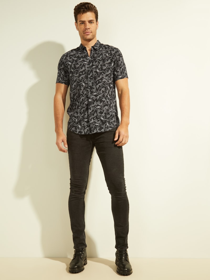 Guess Eco Lizard Men's Shirts Black | 2460-PSOIE