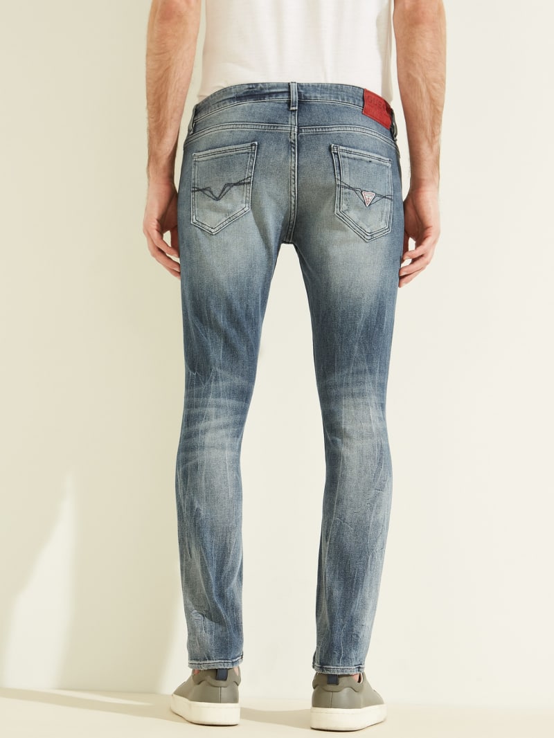 Guess Eco Miami Destroyed Skinny Men's Pants Blue | 4891-KRUFZ