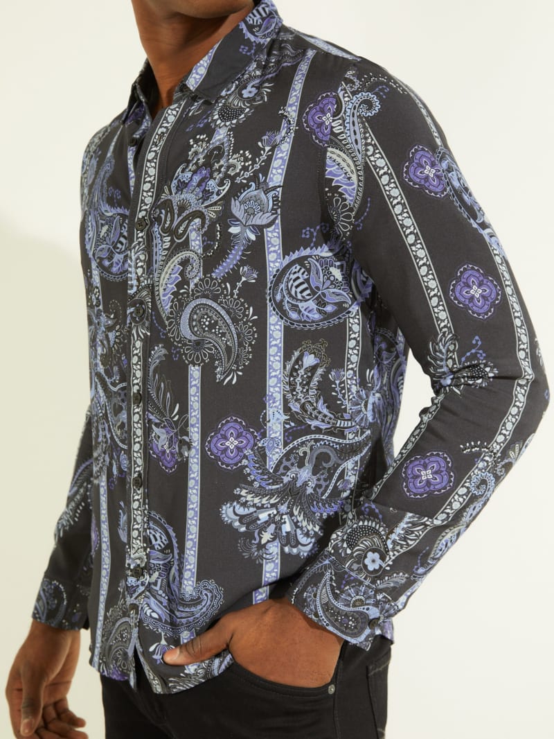 Guess Eco Paisley Men's Shirts Stripes | 4310-TNHOW