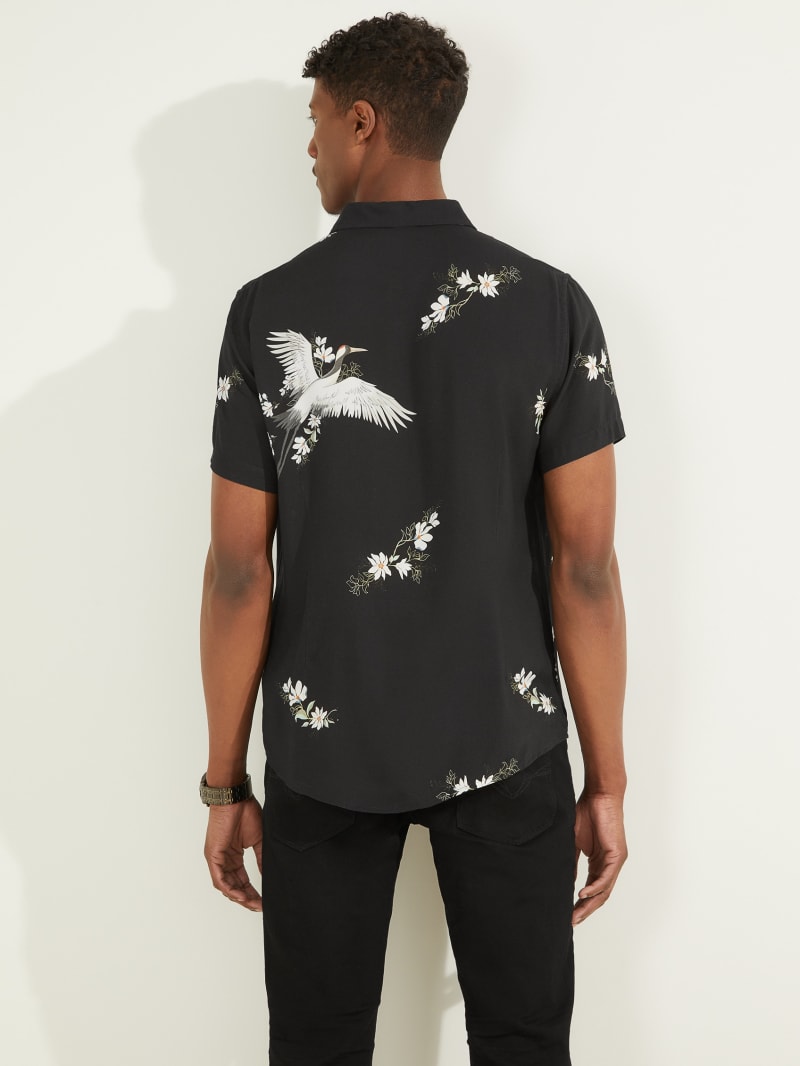 Guess Eco Rayon Crane Men's Shirts Black | 3168-ILSVR