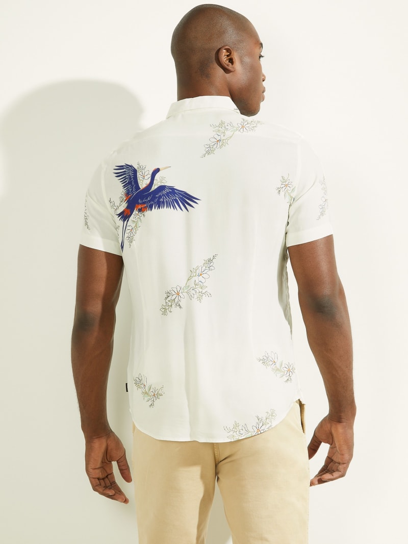 Guess Eco Rayon Crane Men's Shirts White | 0738-ONPSH