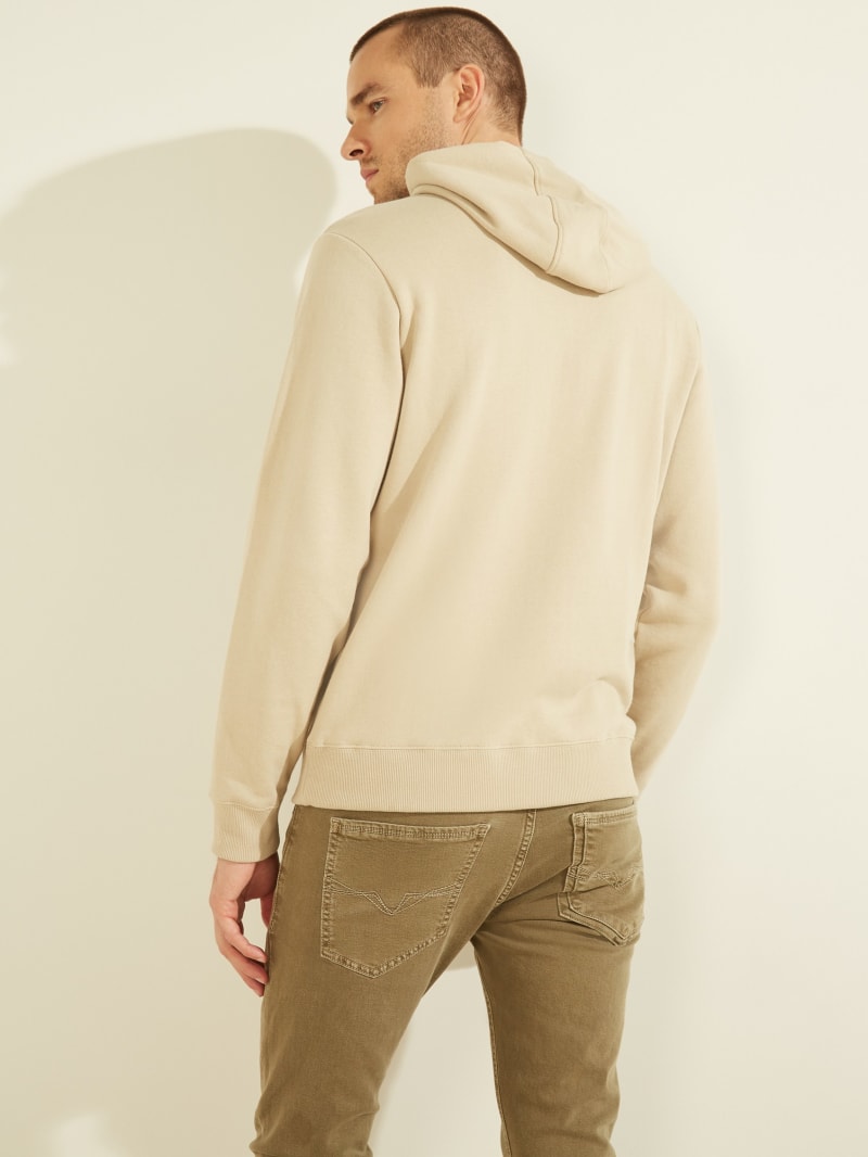 Guess Eco Roy Embroidered Logo Men's Hoodie Beige | 0648-RPJAW