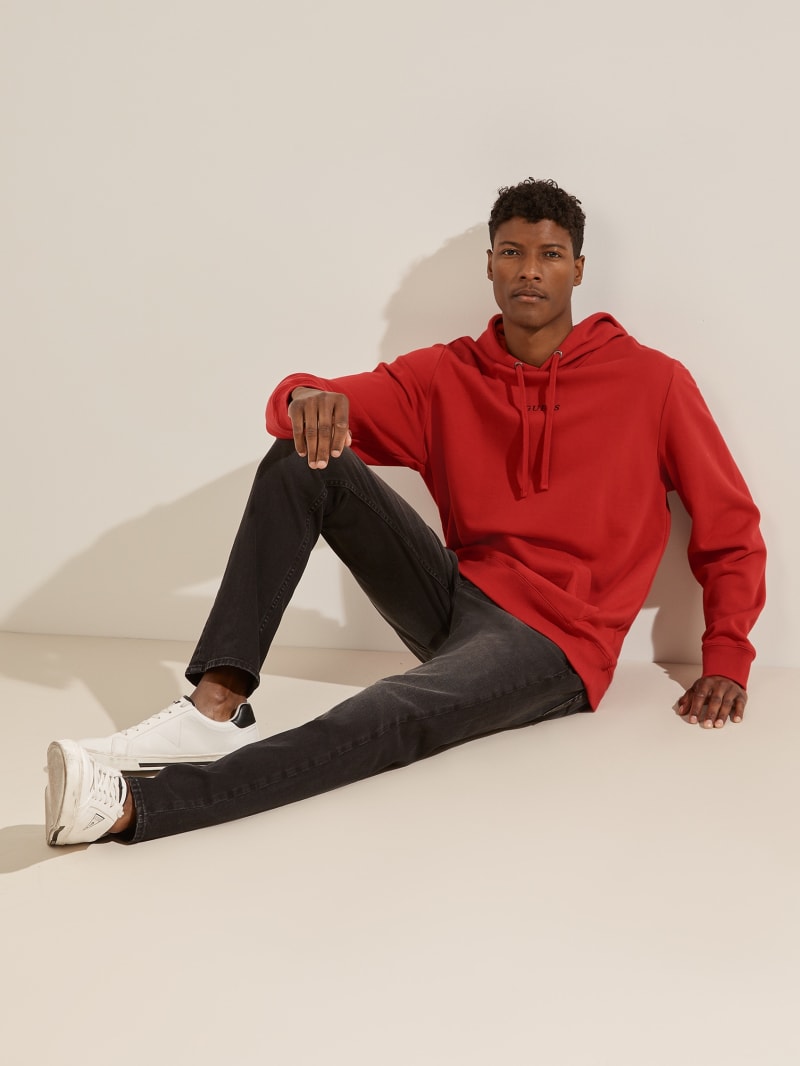 Guess Eco Roy Embroidered Logo Men's Hoodie Red | 4150-BSJZY