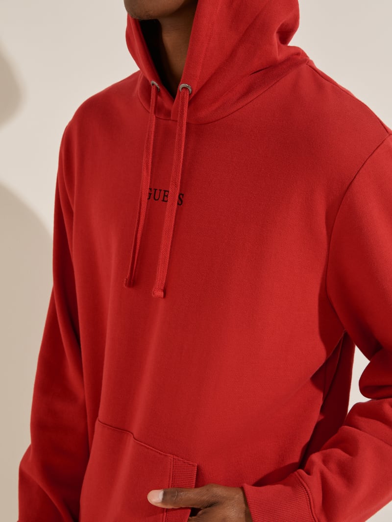 Guess Eco Roy Embroidered Logo Men's Hoodie Red | 4150-BSJZY