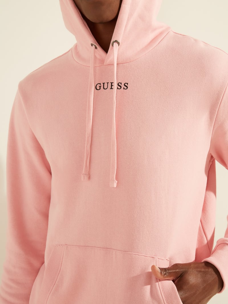 Guess Eco Roy Embroidered Logo Men's Hoodie Light Pink | 8745-MFIOZ