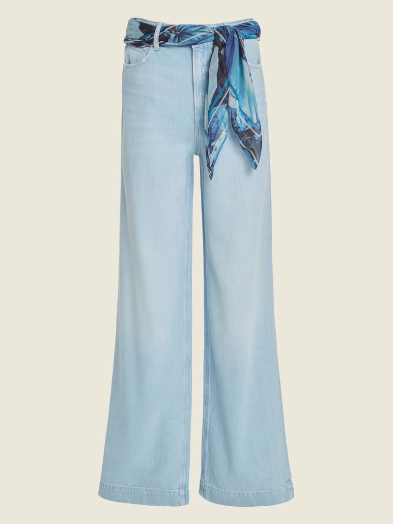 Guess Eco Super High-Rise Wide Leg Women's Pants Blue | 1485-CNYPB