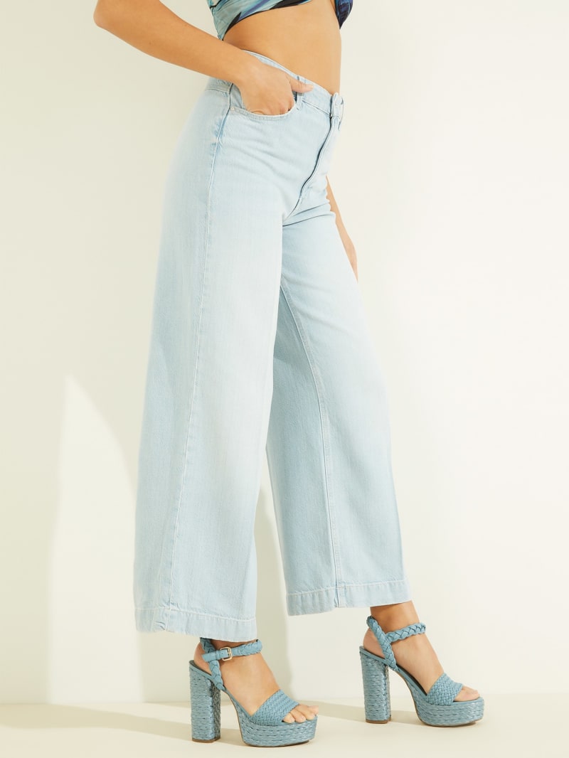 Guess Eco Super High-Rise Wide Leg Women's Pants Blue | 1485-CNYPB