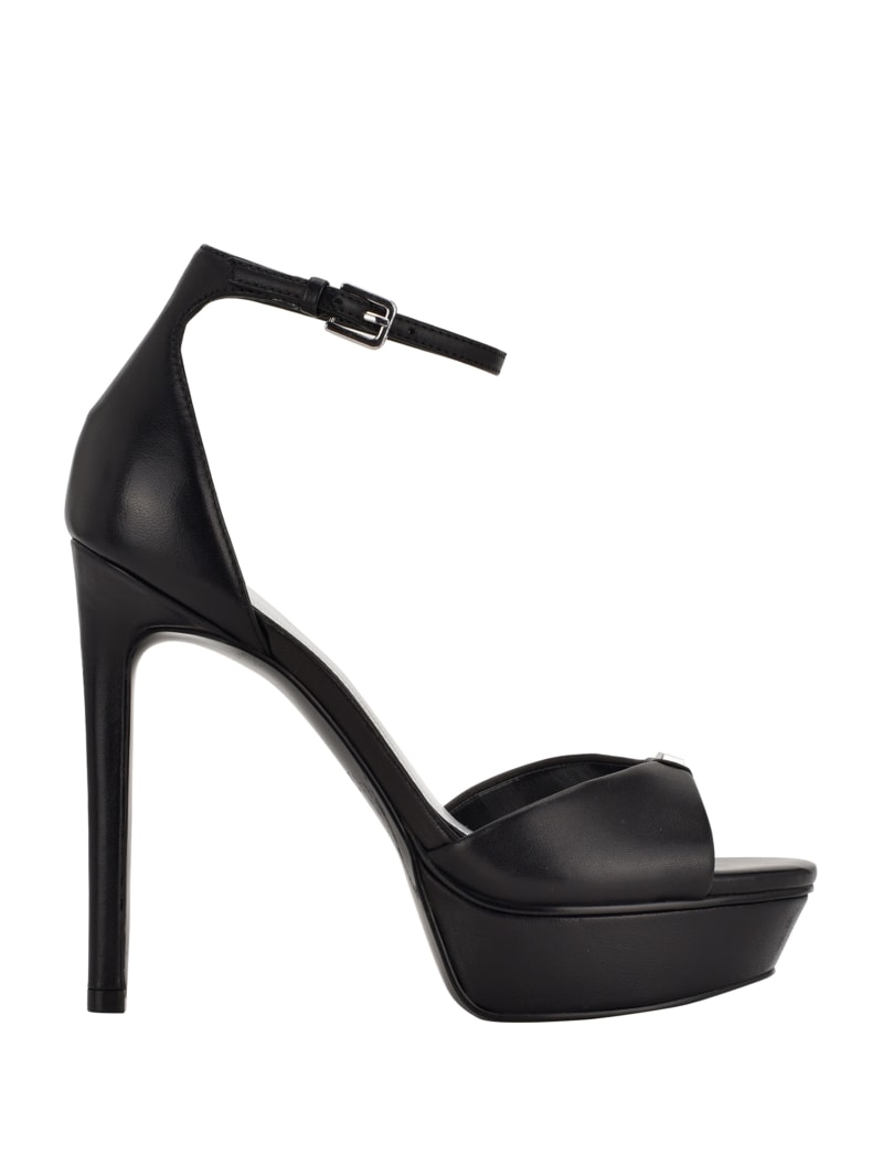 Guess Ellsyn Leather Platform Women's Heels Black | 9650-DAETL