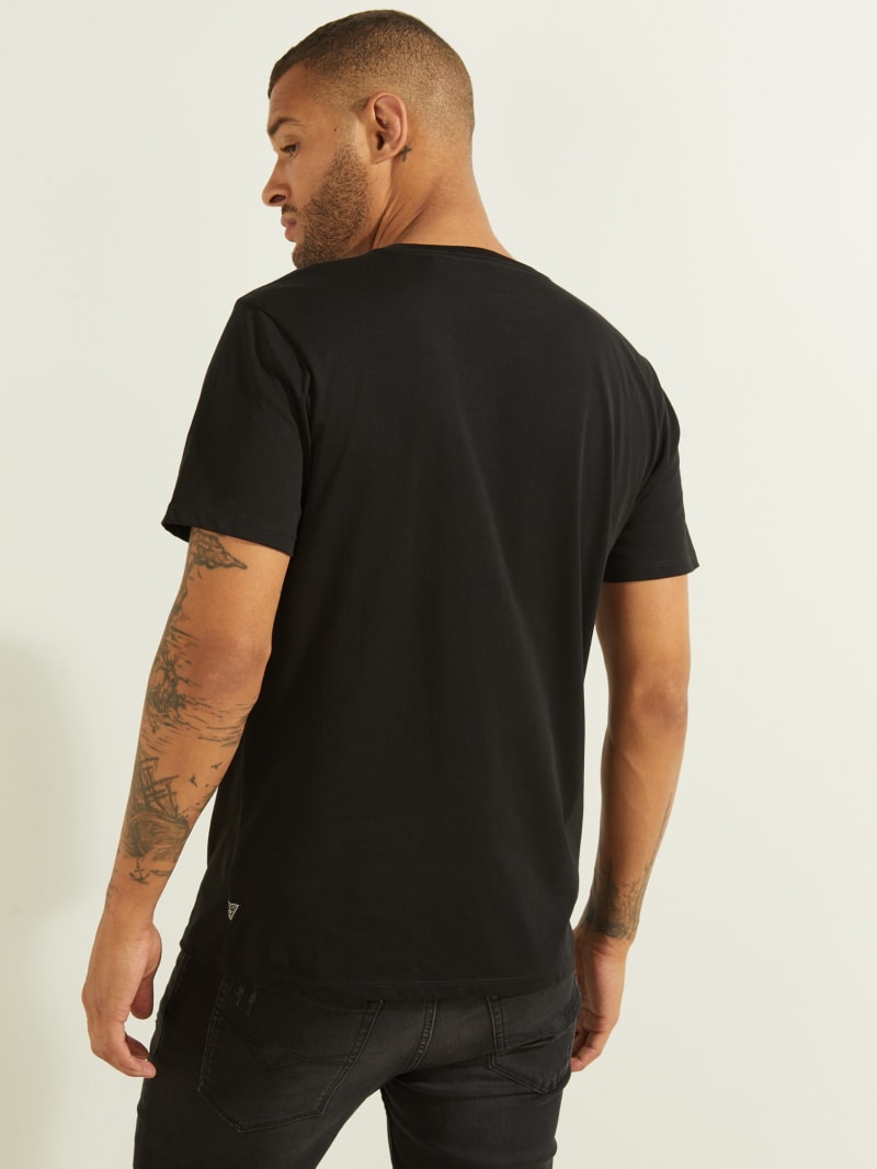 Guess Embroidered Rainbow Logo Tee Men's T Shirts Black | 8154-AOYLK