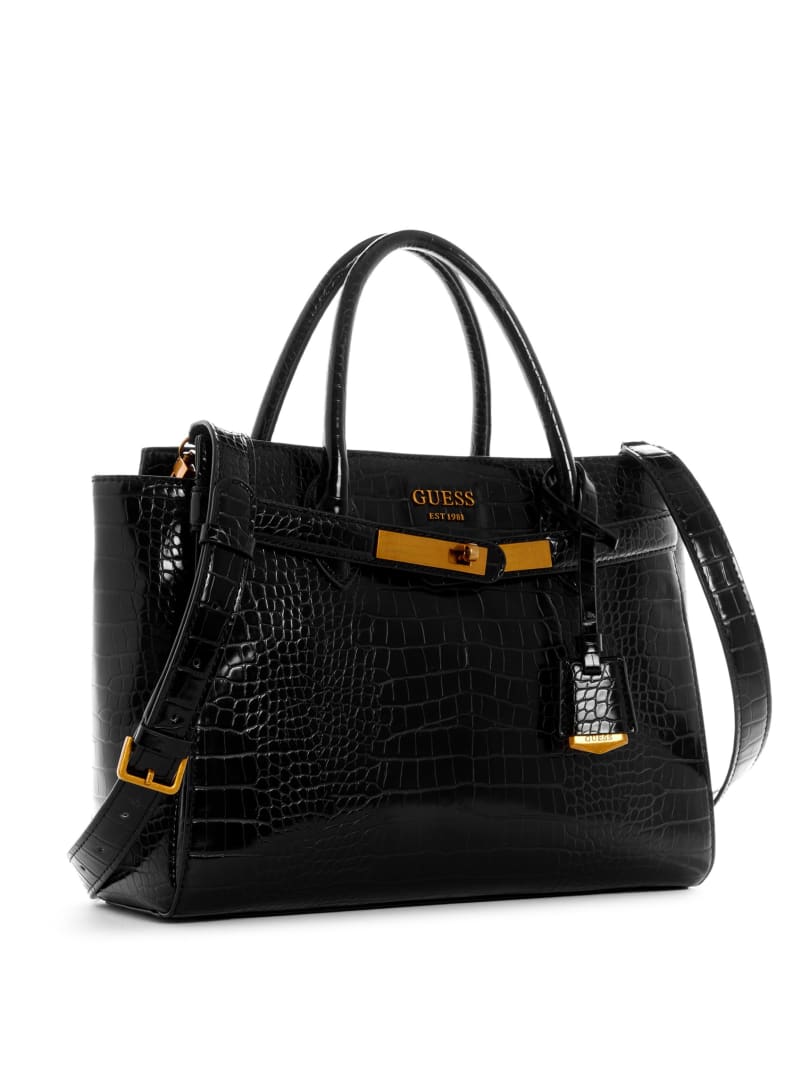 Guess Enisa High Society Women's Satchel Bags Black | 6519-QLBOZ