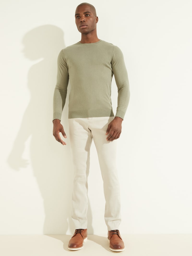 Guess Essential Crewneck Men's Sweaters Green | 3608-ELSDN