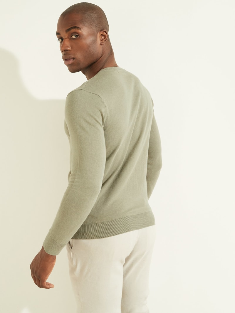 Guess Essential Crewneck Men's Sweaters Green | 3608-ELSDN