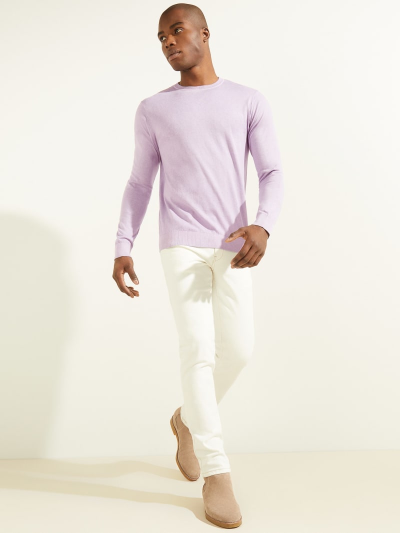 Guess Essential Crewneck Men's Sweaters Light Purple | 7582-KEHZW