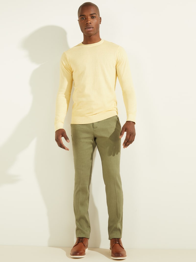 Guess Essential Crewneck Men's Sweaters Yellow | 8356-FPXLZ