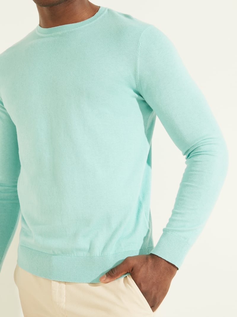 Guess Essential Crewneck Men's Sweaters Blue | 9152-LTJXI