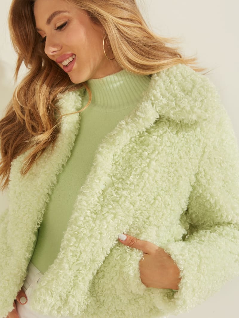 Guess Fluffy Teddy Women's Coats Mint | 9487-CTYXA