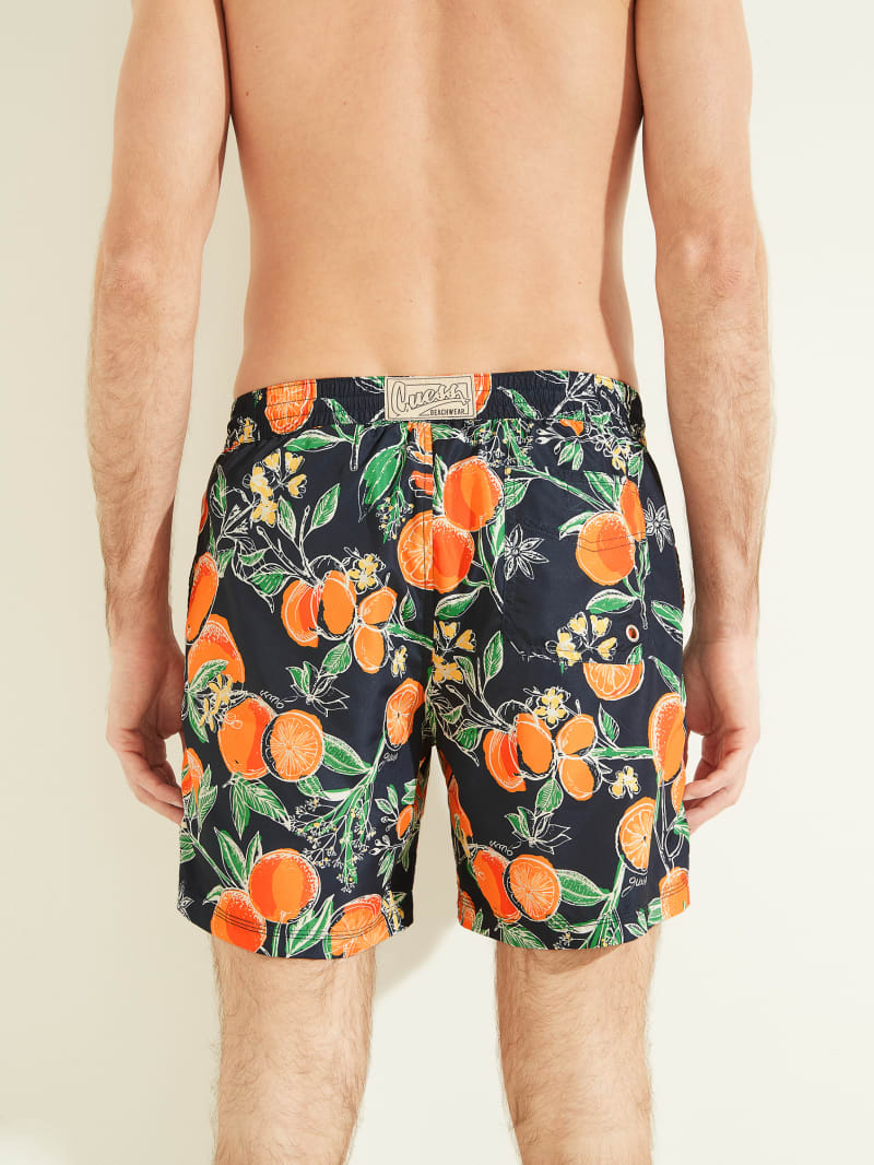 Guess Fruit Woven Swim Trunks Men's Swimwear Orange | 1457-BMPVF