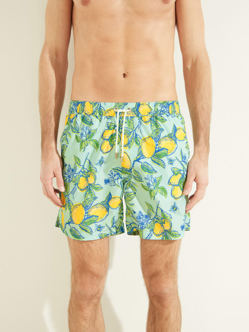 Guess Fruit Woven Swim Trunks Men\'s Swimwear Lemon | 8127-WSDVY