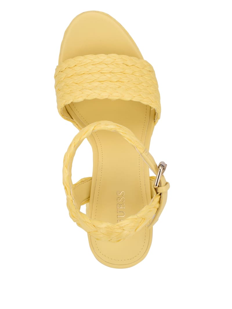 Guess Gabela Straw Ankle-Strap Women's Heels Yellow | 9213-EXDKB