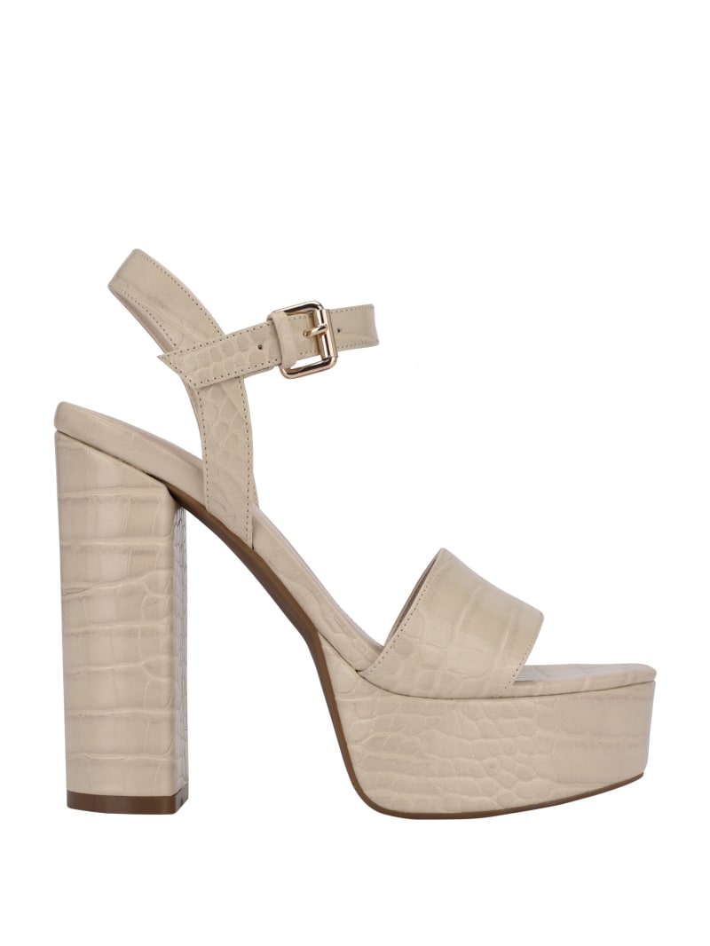 Guess Gabeli Croc Platform Women's Heels White | 1834-TLDOZ