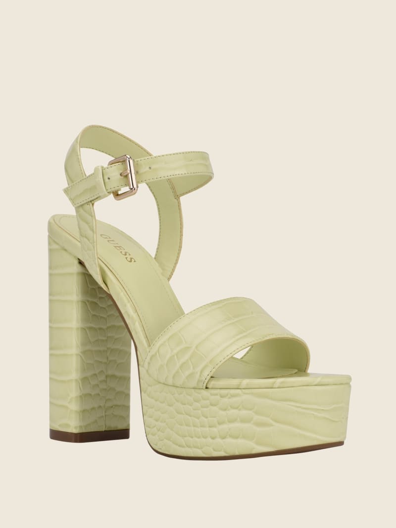 Guess Gabeli Croc Platform Women\'s Heels Green | 8126-TQZSM